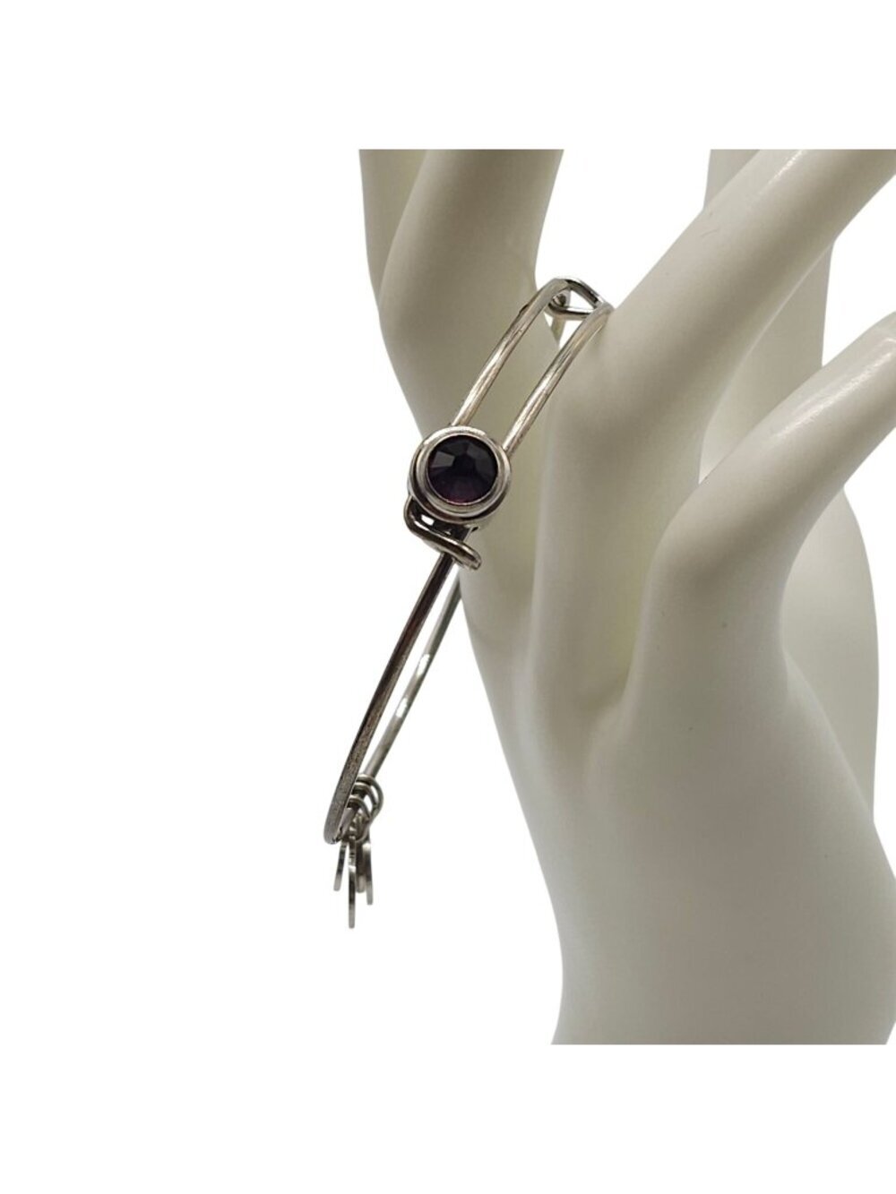 Alex And Ani Sacred Stud Intuition Adjustable Bracelet Purple Gemstone Charm